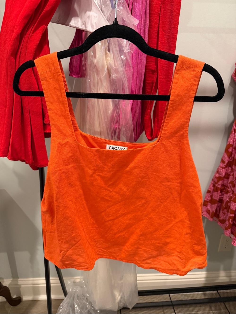 crosby by mollie Burch Orange Square Neck Tank size medium